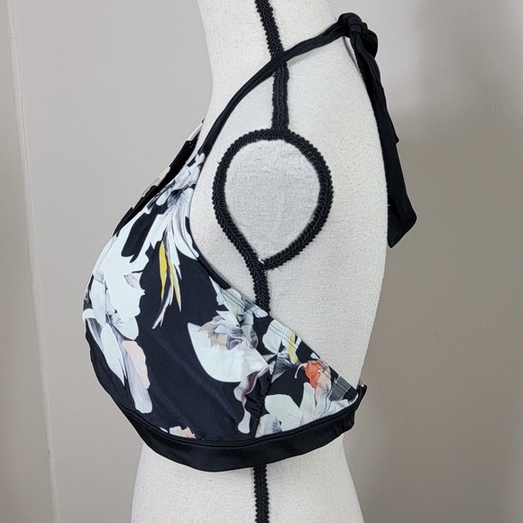 Athleta Floral Polynesia Swim Halter Bikini Top Sz 40D/DD - Picture 5 of 14